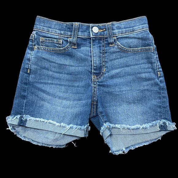 👣 5/$25 - Medium Wash Jean Short w/ Raw Hem - Picture 1 of 2